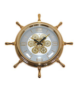 wall clock gear wheel golden & white china "16.5x16.5"