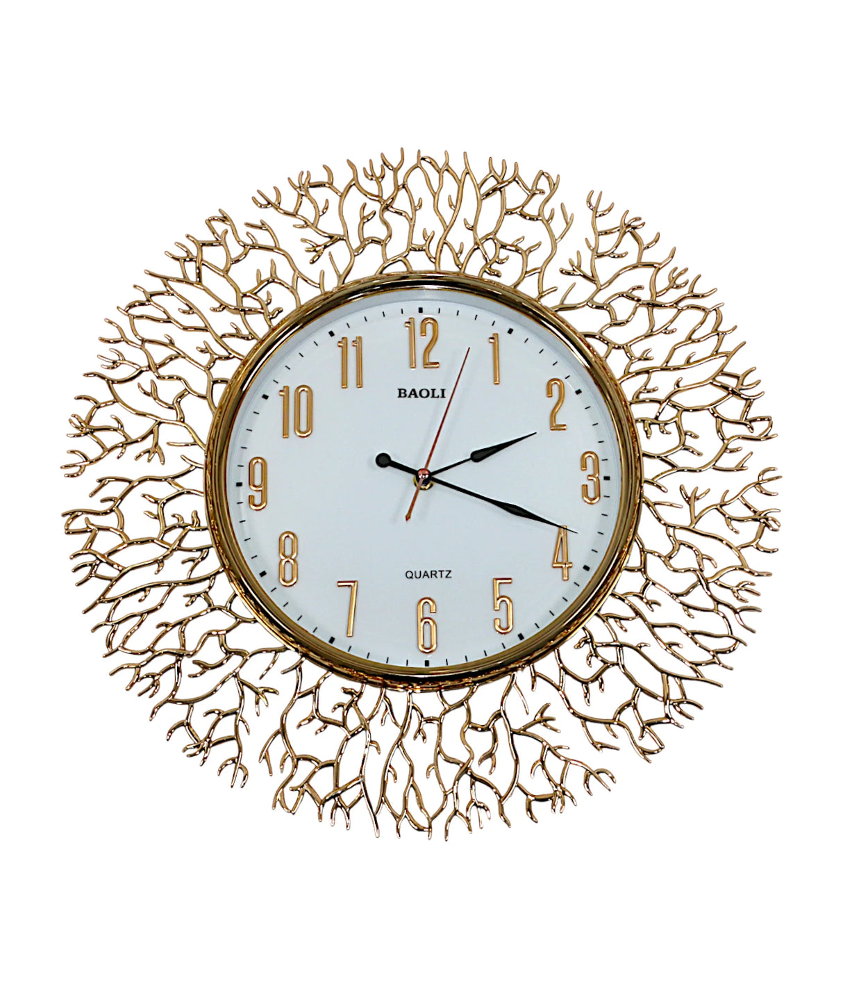 wall clock coral tree white & golden china "18x18"