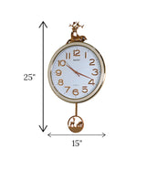 wall clock deer with pendulum white & golden china "25x15"