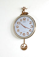wall clock deer with pendulum white & golden china "25x15"