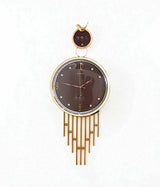 wall clock sparrow brown & golden china "30x15"