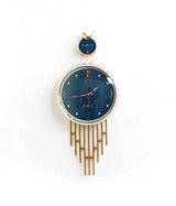 wall clock sparrow blue & golden china "30x15"