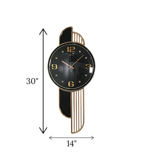 wall clock vertical lines black & golden china "26x25"