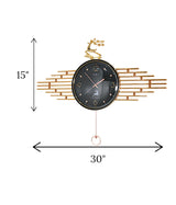 wall clock deer with pendulum black & golden china "30x15"