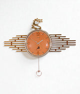 wall clock deer with pendulum orange & golden china "30x15"