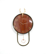 wall clock with golden deer & pendulum brown china "25x15"