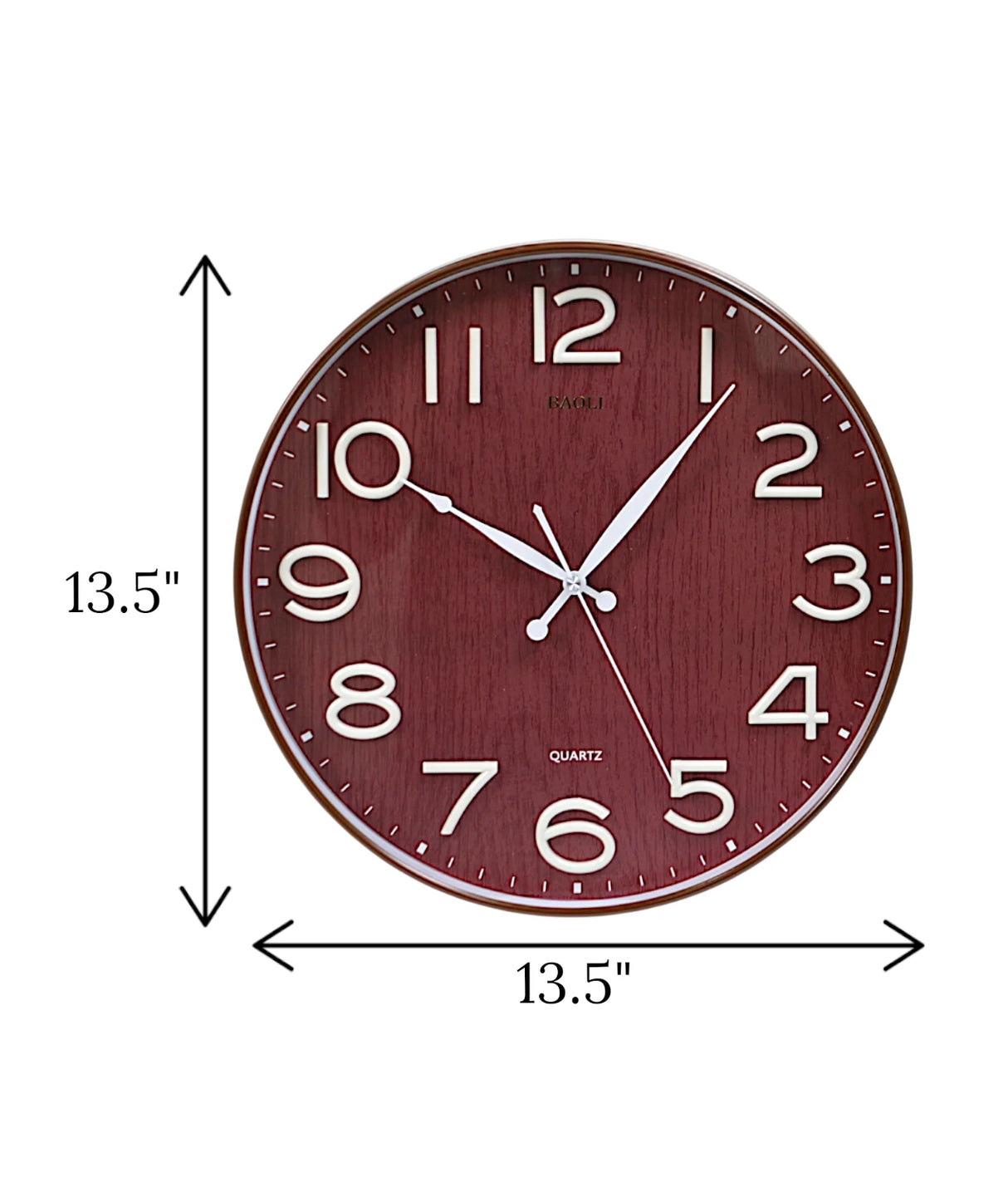 wall clock brown china 13.5x13.5"