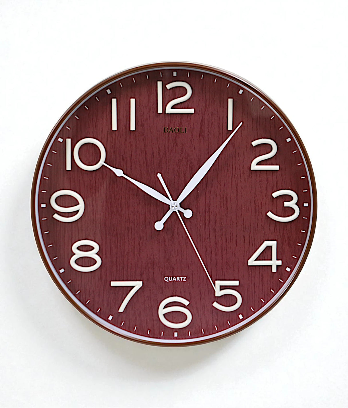 wall clock brown china 13.5x13.5"