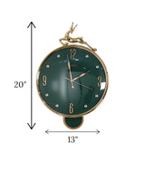 wall clock deer with pendulum green 20"x13" china