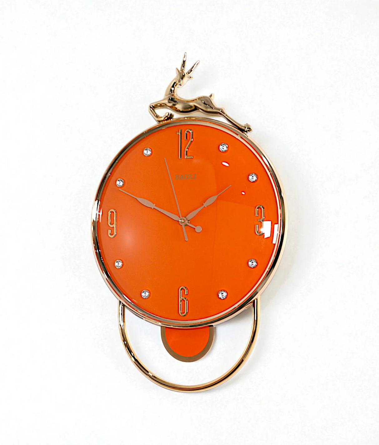 wall clock deer with pendulum orange 20"x13" china