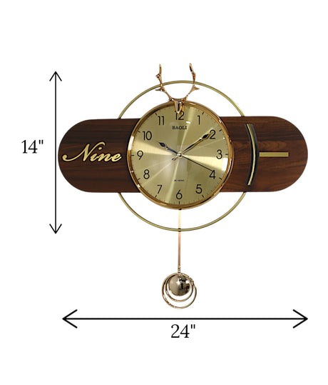 wall clock pendulum & deer brown china