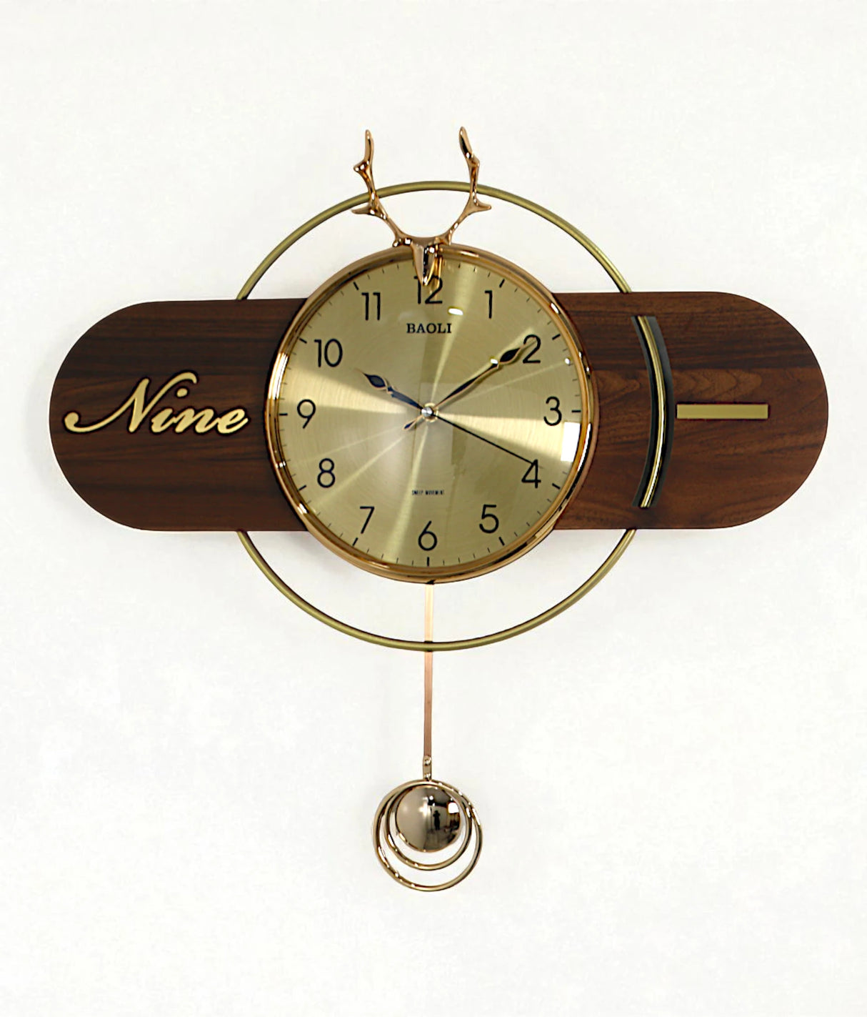 wall clock pendulum & deer brown china