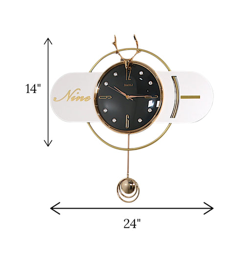 wall clock pendulum & deer white china