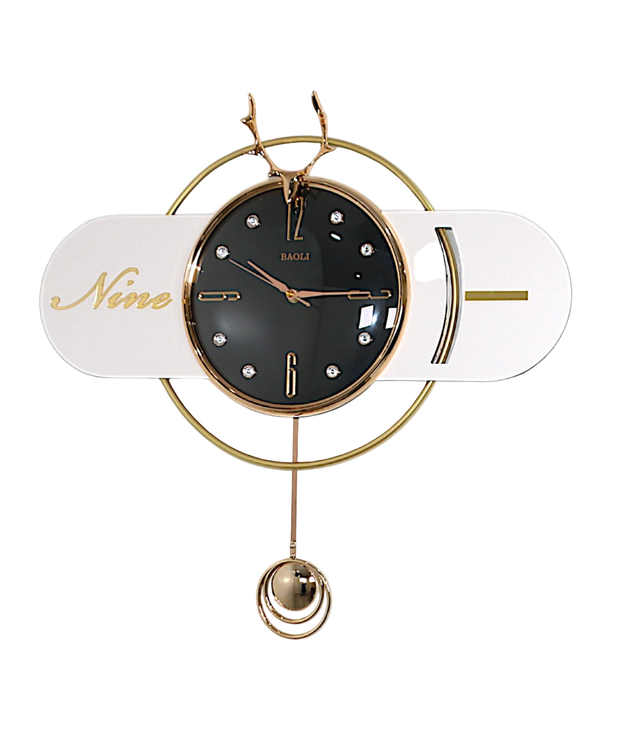 wall clock pendulum & deer white china