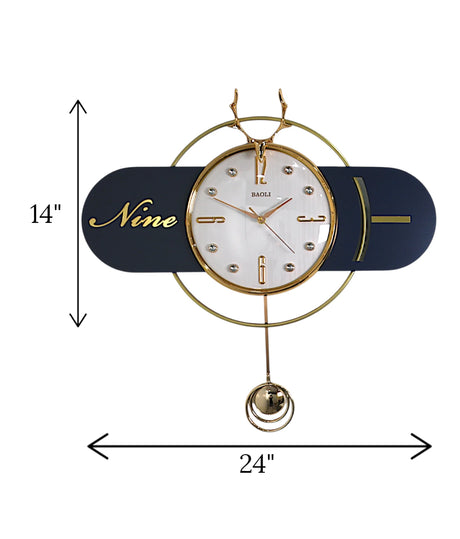wall clock pendulum & deer blue china