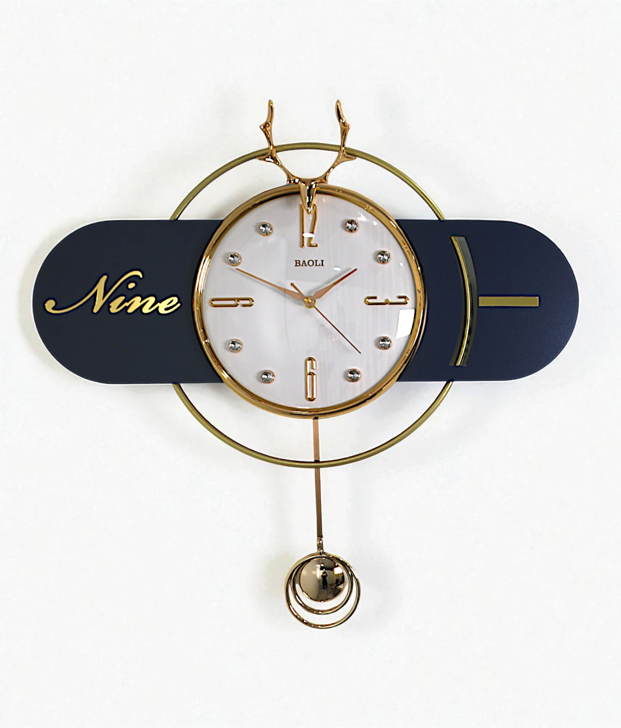 wall clock pendulum & deer blue china