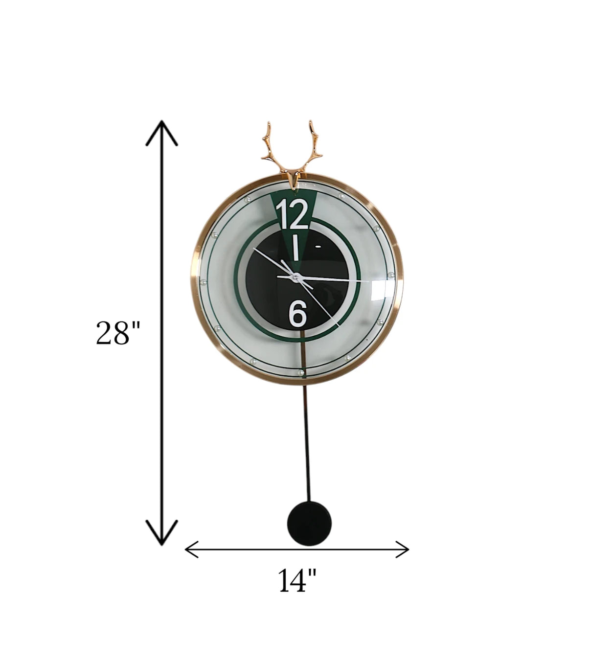 wall clock gold green pendulum china