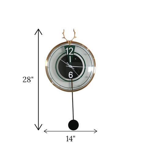 wall clock gold green pendulum china