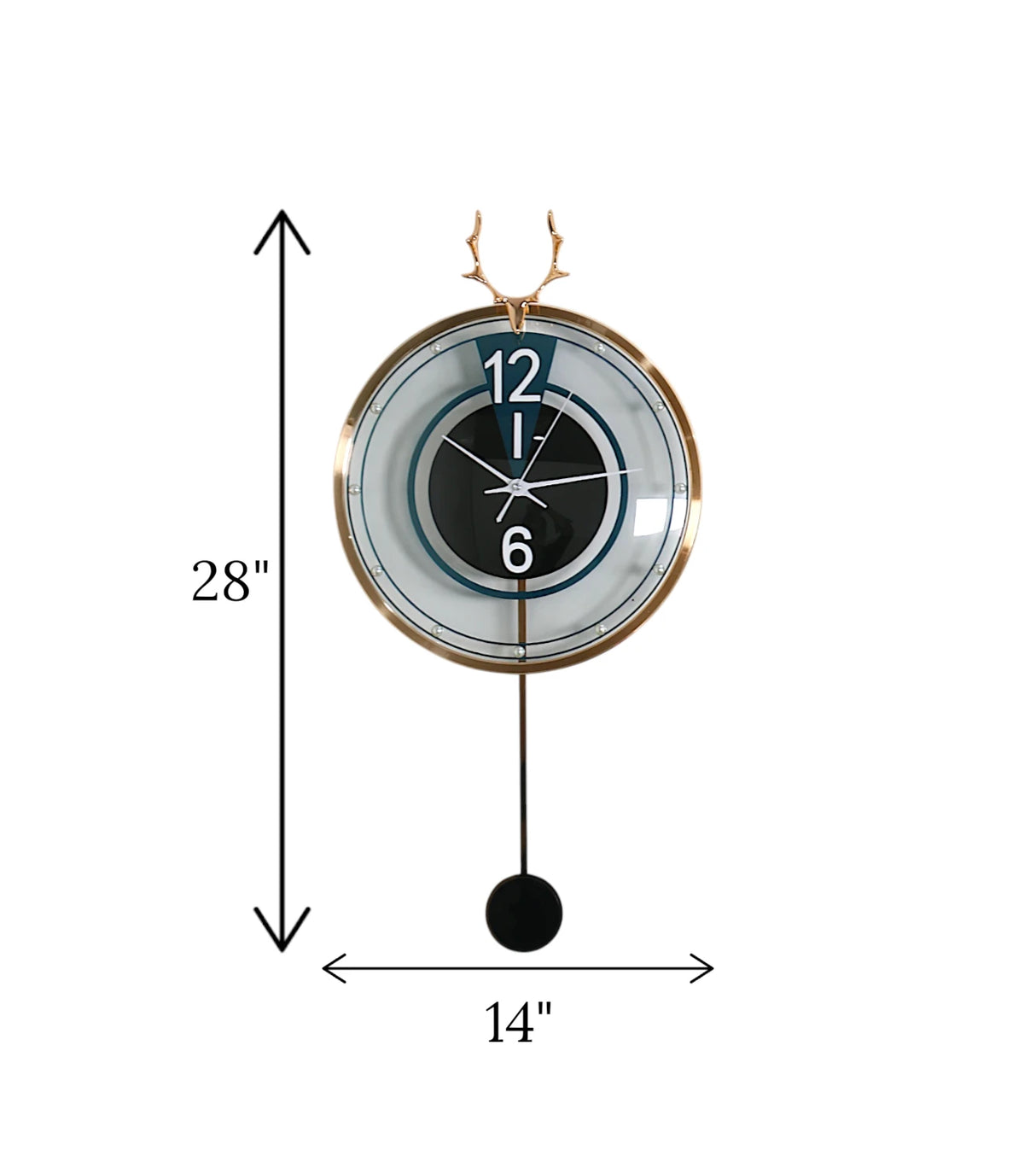 wall clock deer with pendulum blue china