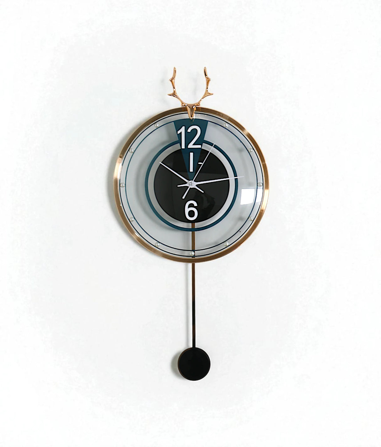 wall clock deer with pendulum blue china