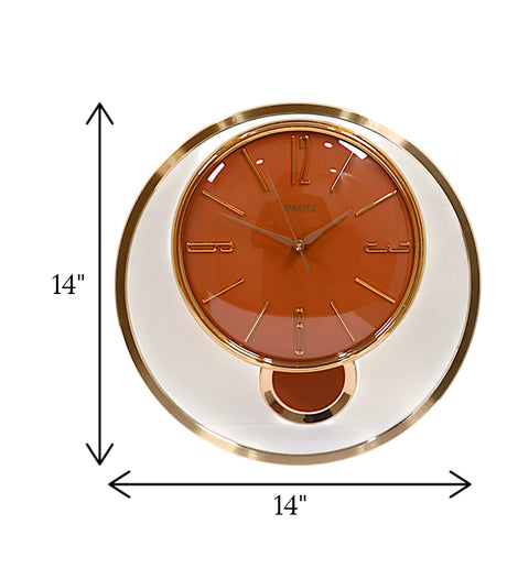 wall clock gold orange with pendulum china