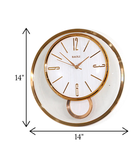 wall clock gold white with pendulum china