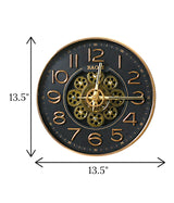 wall clock moving gear gold black 13.5"x13.5'' china