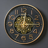 wall clock moving gear gold black 13.5"x13.5'' china