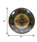 wall clock moving gear gold black china