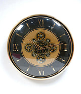 wall clock moving gear gold black china