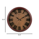wall clock brown wood china 16.8"x16.8"