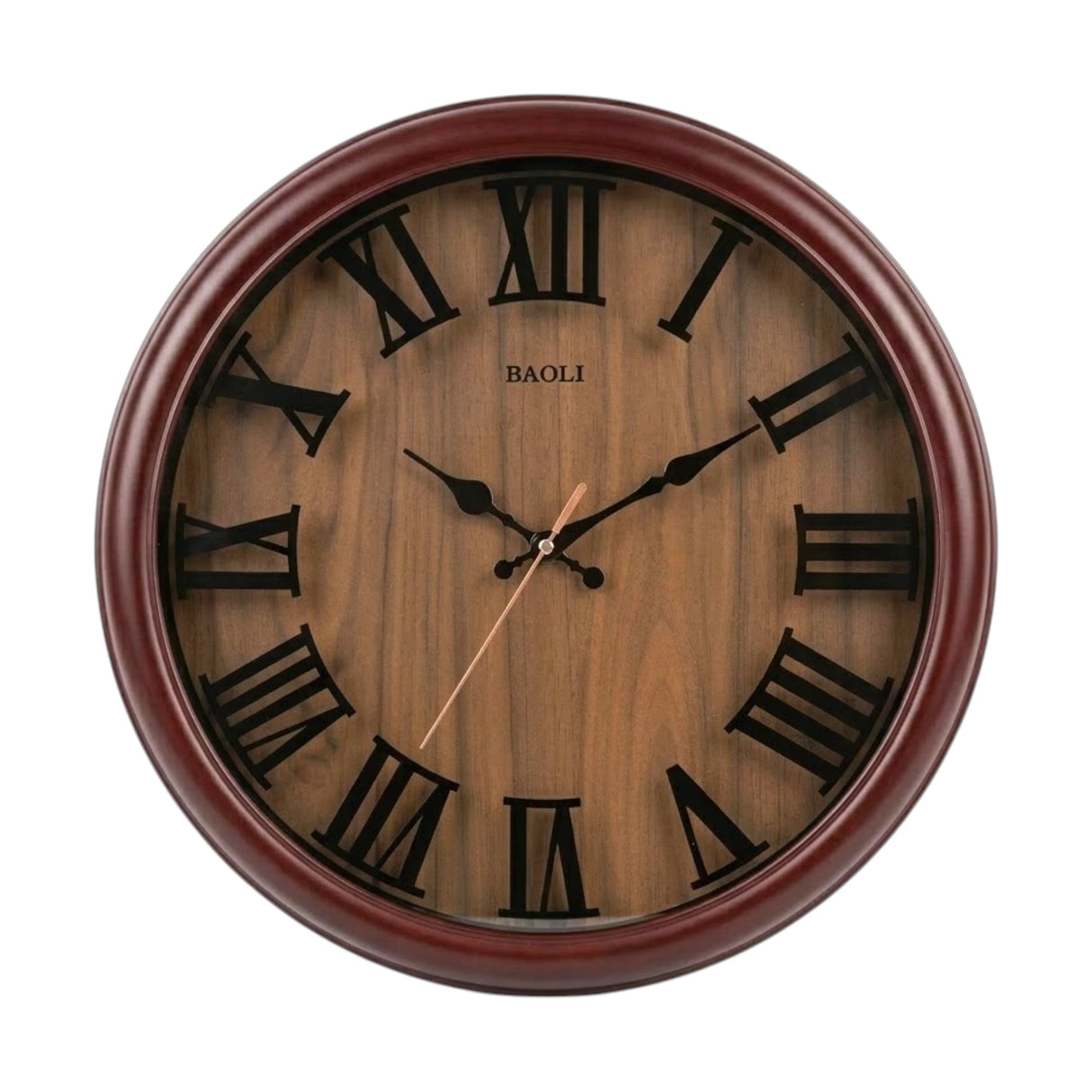 wall clock brown wood china 16.8"x16.8"