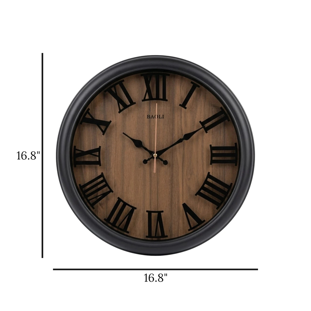 wall clock black wood china 16.8"x16.8" china