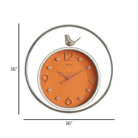 fancy wall clock orange & golden sparrow pendulam 16"x16" china