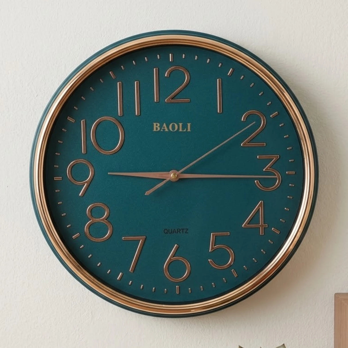 wall clock dark green & golden 12"x12" china