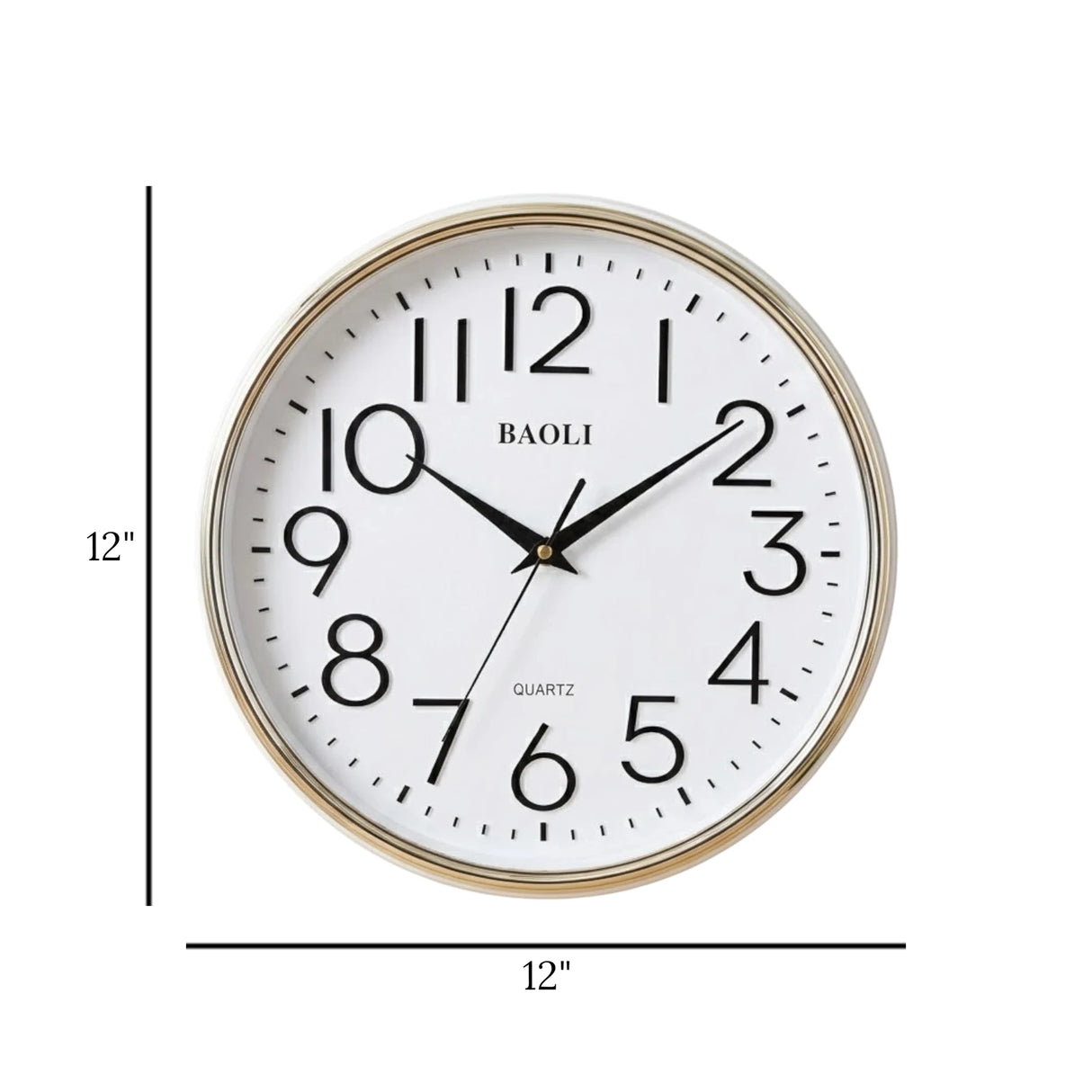 wall clock white & silver 12"x12" china