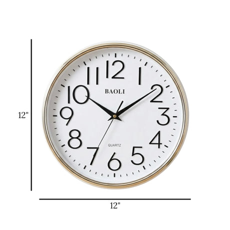 wall clock white & silver 12"x12" china