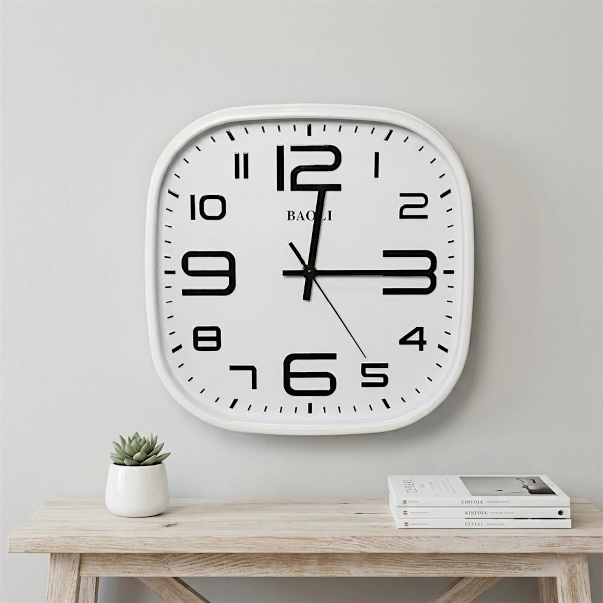 wall clock square white 11.5"x11.5" china