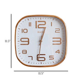 wall clock square whte & golden 11.5"x11.5" china