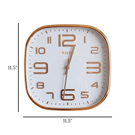 wall clock square whte & golden 11.5"x11.5" china