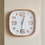 wall clock square whte & golden 11.5"x11.5" china