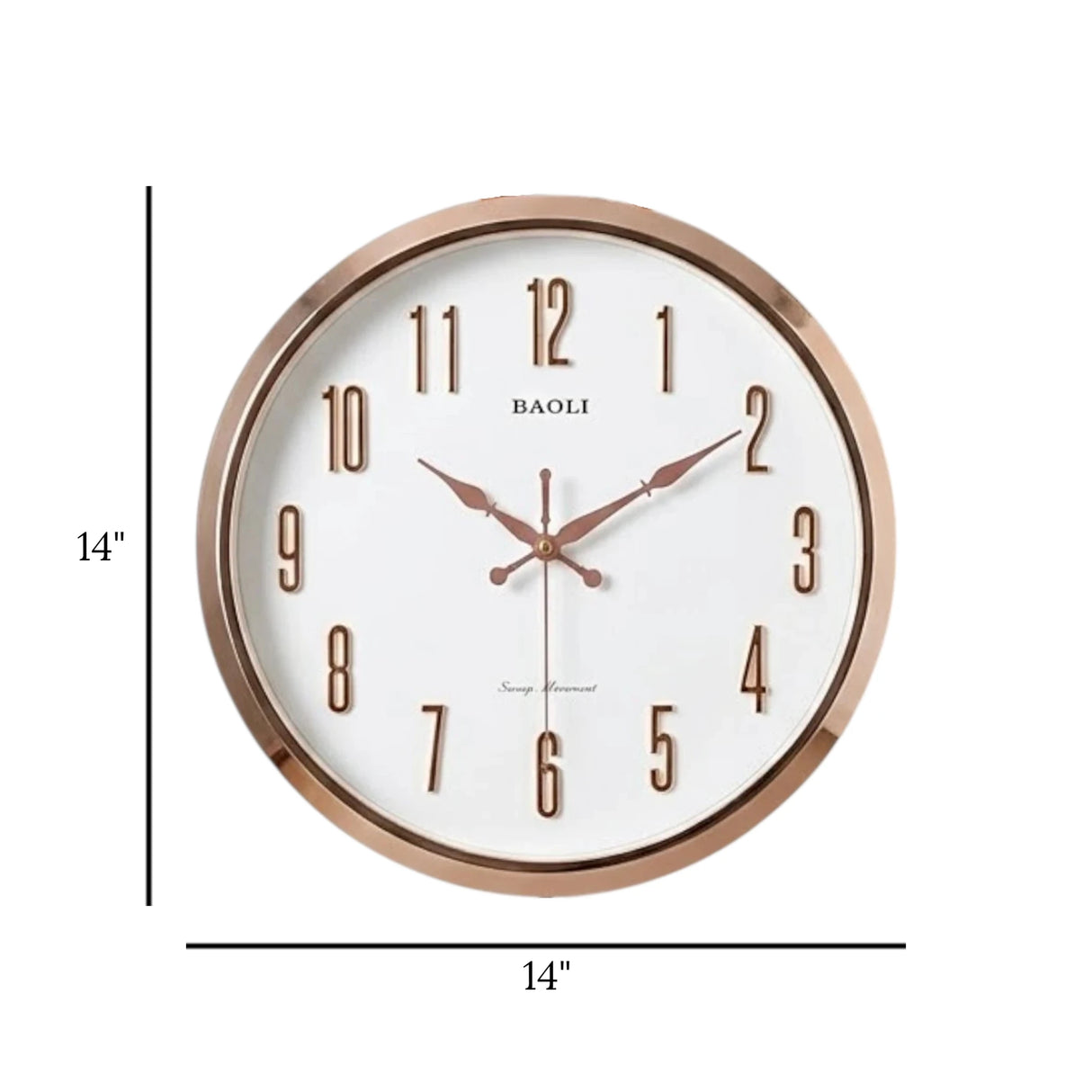 wall clock white & golden deer with pendulam 14"x14" china