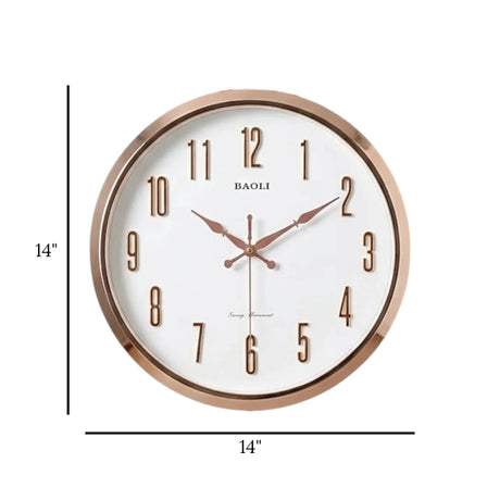 wall clock white & golden deer with pendulam 14"x14" china