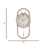 wall clock white & golden 17"x13" china