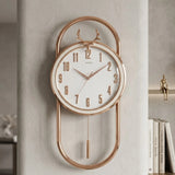 wall clock white & golden 17"x13" china