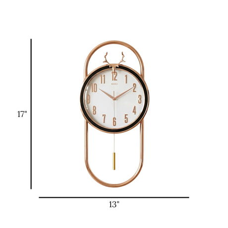 wall clock grey & golden 17"x13" china