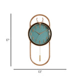 wall clock blue & golden 17"x13" china