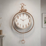 wall clock deer with pendulum white 28''x15.5'' china