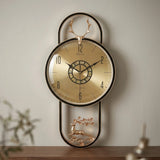 fancy wall clock 2 deer black & golden 14"x14" china
