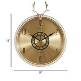 fancy wall clock 2 deer white & golden 14"x14" china
